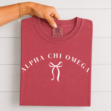 Alpha Chi Omega White Ribbon T-Shirt