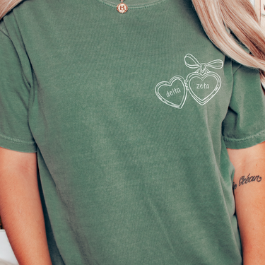 Delta Zeta White Heart Locket T-Shirt