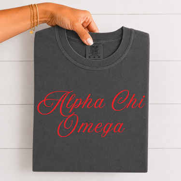 Alpha Chi Omega Scarlet Script T-Shirt