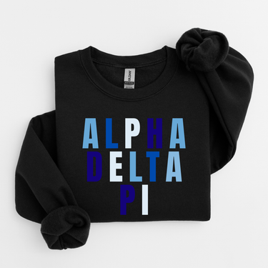Alpha Delta Pi Blue and White Letters Sweater