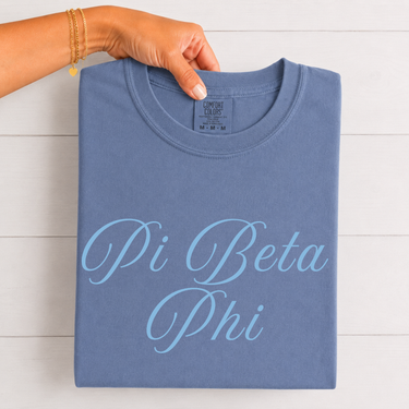 Pi Beta Phi Blue Script T-Shirt