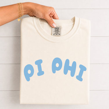 Pi Beta Phi Blue Bubble Letters T-Shirt