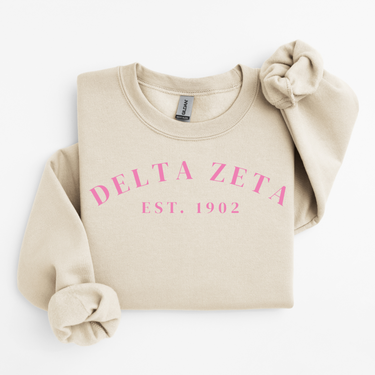 Delta Zeta 1902 Pink Letters Sweater