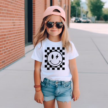 Checkered Smiley Face Toddler T-Shirt