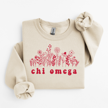 Chi Omega Crimson Flowers Sweater