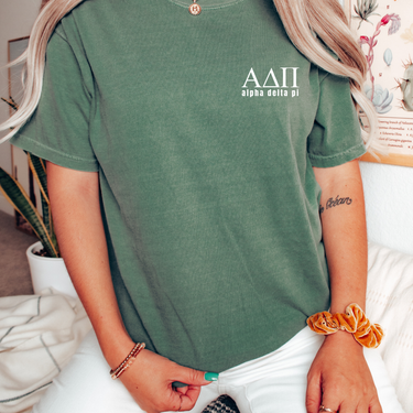 Alpha Delta Pi White Letters T-Shirt