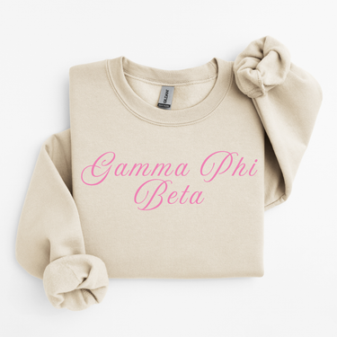 Gamma Phi Beta Pink Script Sweater