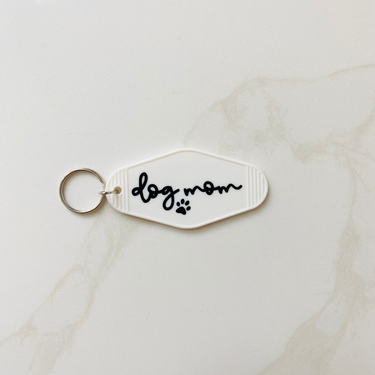 Dog Mom Motel Keychain with Tassel