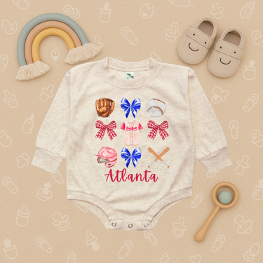 Coquette Atlanta Baseball Bubble Romper