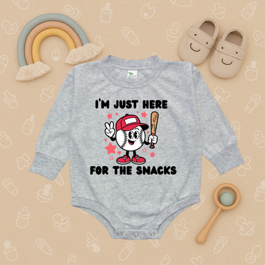 Just Here for the Baseball Snacks Bubble Romper