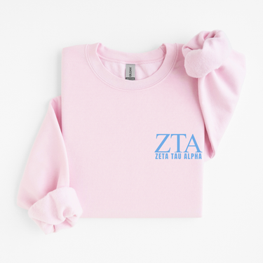 Zeta Tau Alpha Blue Letters Sweater
