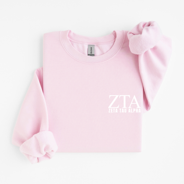 Zeta Tau Alpha White Letters Sweater