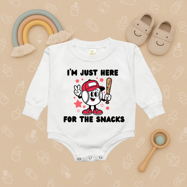 Just Here for the Baseball Snacks Bubble Romper