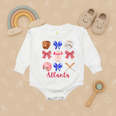 Coquette Atlanta Baseball Bubble Romper