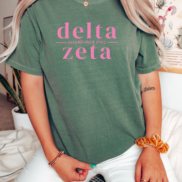 Delta Zeta Pink Letters T-Shirt