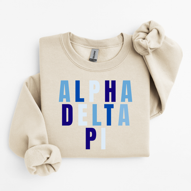 Alpha Delta Pi Blue and White Letters Sweater