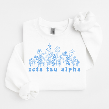 Zeta Tau Alpha Blue Flowers Sweater