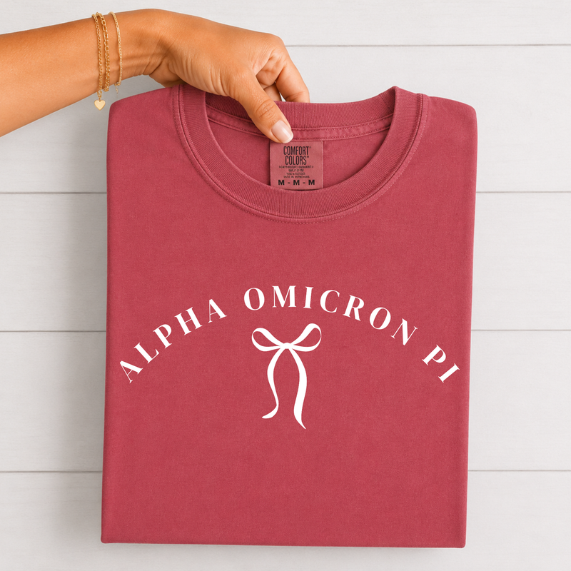 Alpha Omicron Pi White Ribbon T-Shirt