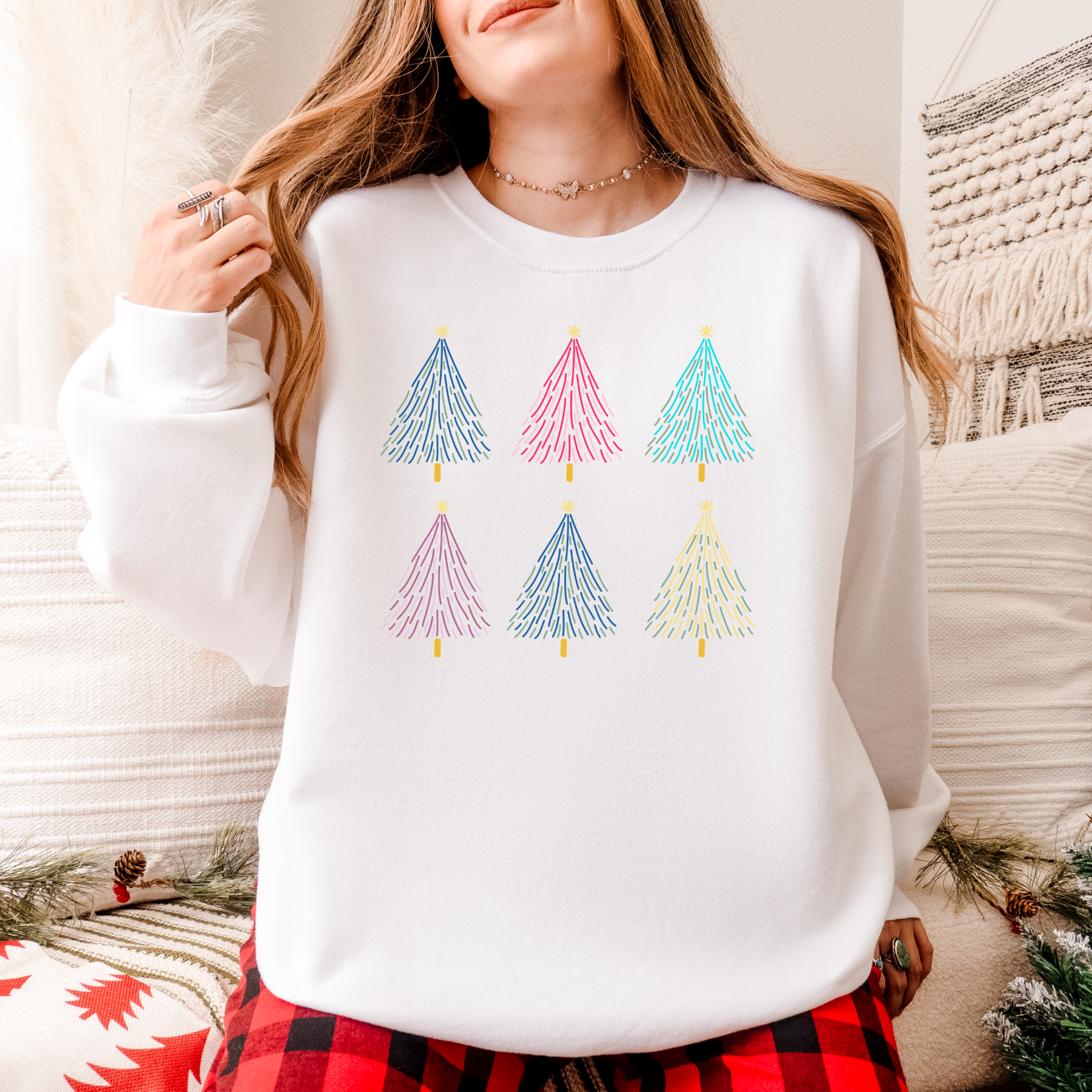 Colorful Christmas Trees Sweater