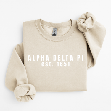 Alpha Delta Pi 1851 White Letters Sweater