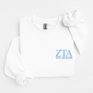 Zeta Tau Alpha Blue Letters Sweater