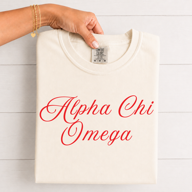 Alpha Chi Omega Scarlet Script T-Shirt