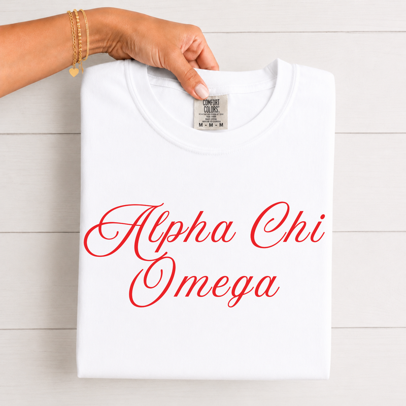 Alpha Chi Omega Scarlet Script T-Shirt