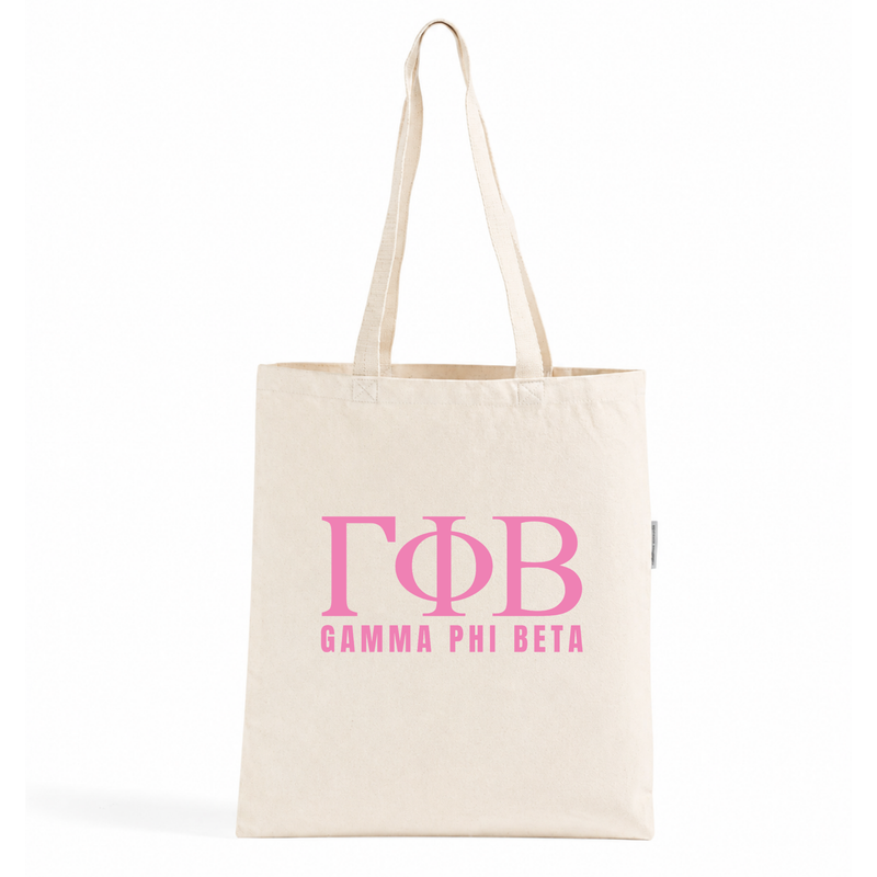 Gamma Phi Beta Pink Letters Tote Bag
