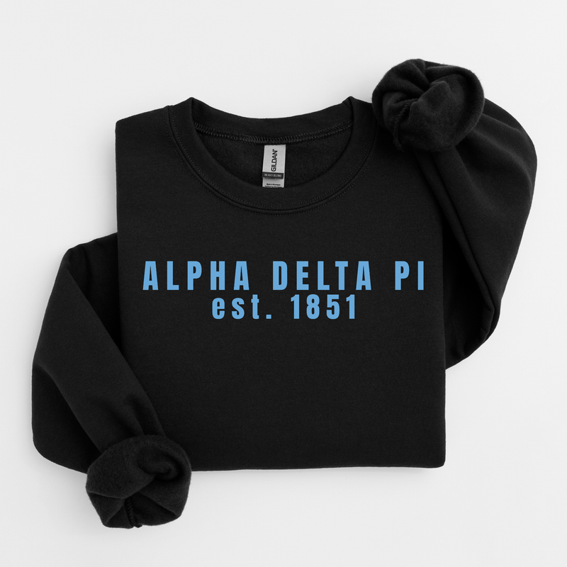 Alpha Delta Pi 1851 Blue Letters Sweater