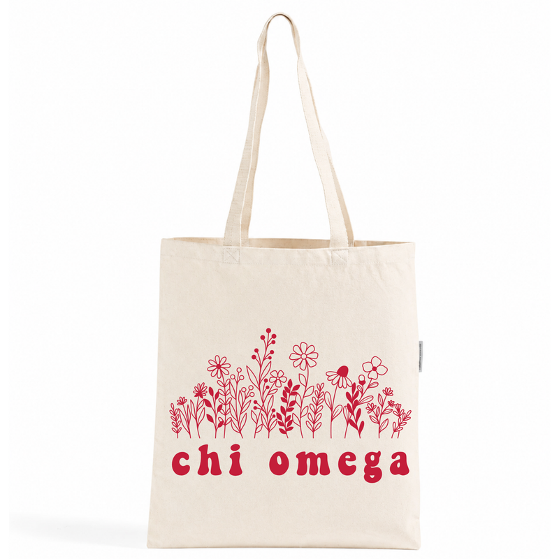 Chi Omega Flowers Tote Bag