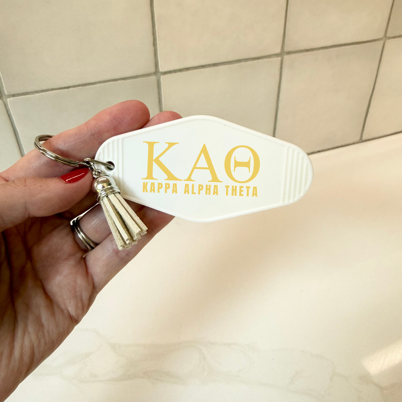 Kappa Alpha Theta Letters Keychain with Tassel