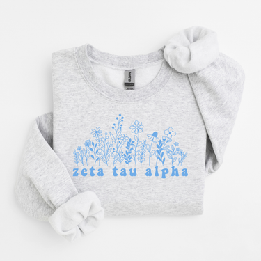 Zeta Tau Alpha Blue Flowers Sweater