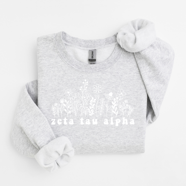 Zeta Tau Alpha White Flowers Sweater
