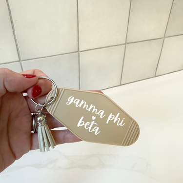 Gamma Phi Beta Heart Keychain with Tassel
