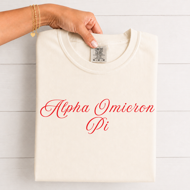 Alpha Omicron Pi Cardinal Script T-Shirt