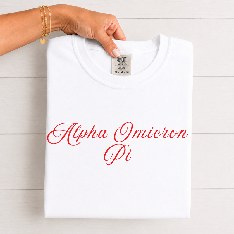 Alpha Omicron Pi Cardinal Script T-Shirt