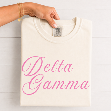 Delta Gamma Pink Script T-Shirt
