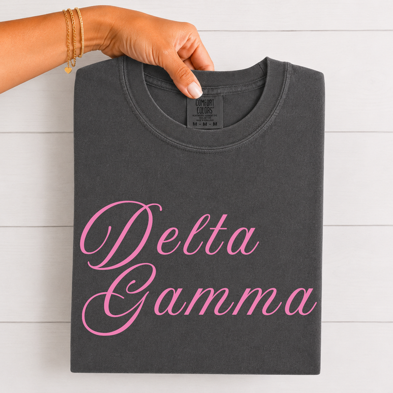 Delta Gamma Pink Script T-Shirt