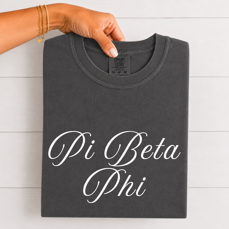 Pi Beta Phi White Script T-Shirt