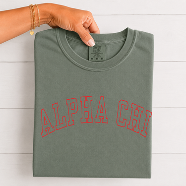 Alpha Chi Omega Scarlet Varsity Letters T-Shirt