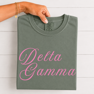 Delta Gamma Pink Script T-Shirt