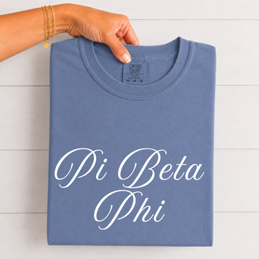 Pi Beta Phi White Script T-Shirt