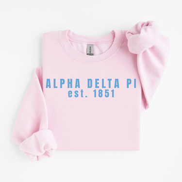 Alpha Delta Pi 1851 Blue Letters Sweater