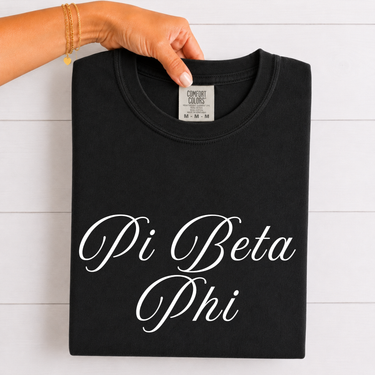 Pi Beta Phi White Script T-Shirt