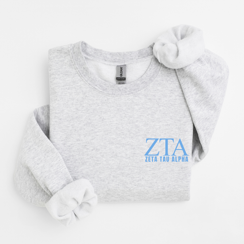 Zeta Tau Alpha Blue Letters Sweater