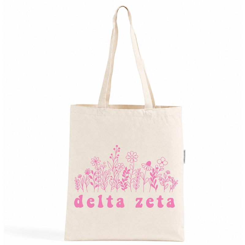 Delta Zeta Flowers Tote Bag