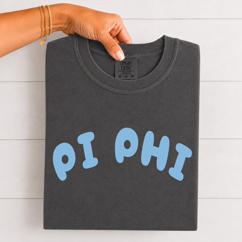 Pi Beta Phi Blue Bubble Letters T-Shirt