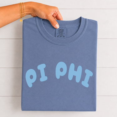 Pi Beta Phi Blue Bubble Letters T-Shirt