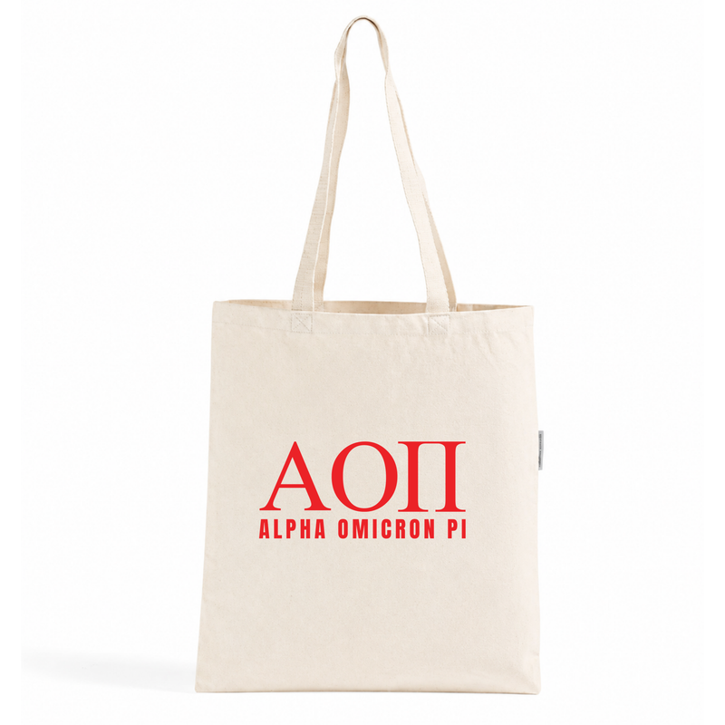 Alpha Omicron Pi Cardinal Letters Tote Bag