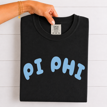 Pi Beta Phi Blue Bubble Letters T-Shirt
